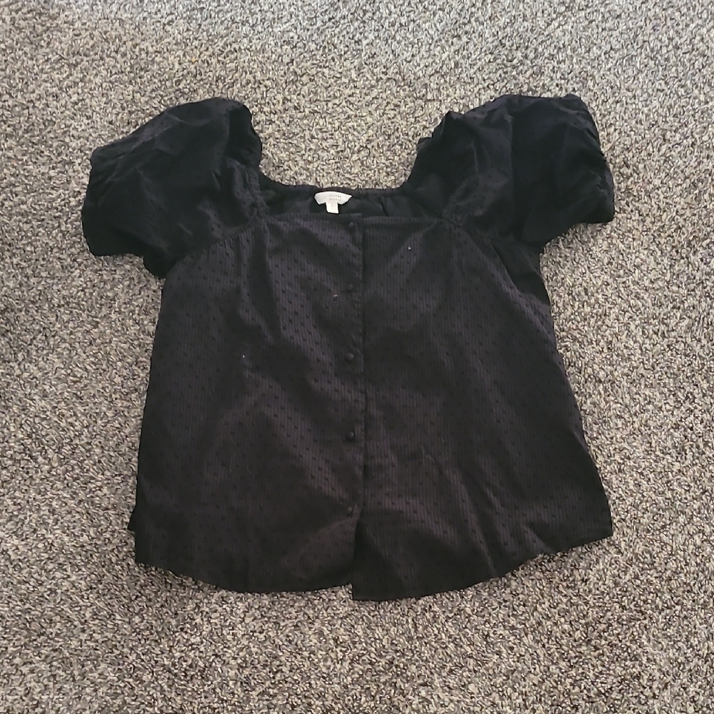 LC Lauren Conrad Black Puff Sleeve Blouse